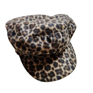 Cheetah print fleece newsboy cap